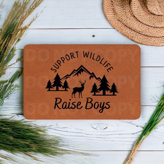 SUPPORT WILDLIFE RAISE BOYS LEATHERETTE PATCH-BLANK-NO LINE