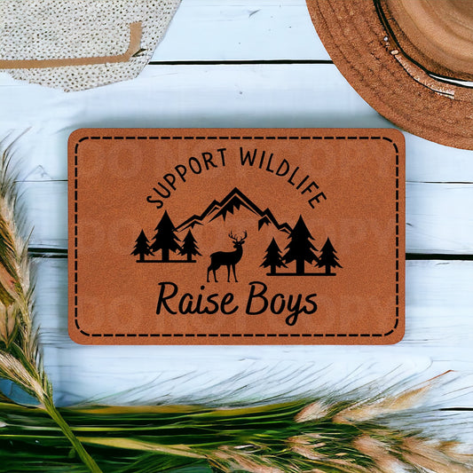 SUPPORT WILDLIFE RAISE BOYS LEATHERETTE PATCH-DOTTED LINE