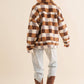 Checkered Teddy Chest Pocket Oversized Jacket