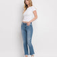 Mid Rise Distressed Hem Ankle Bootcut Jeans