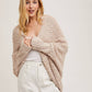 Chunky Popcorn Knit Sweater Open Front Dolman Cardigan