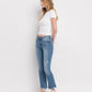 Mid Rise Distressed Hem Ankle Bootcut Jeans