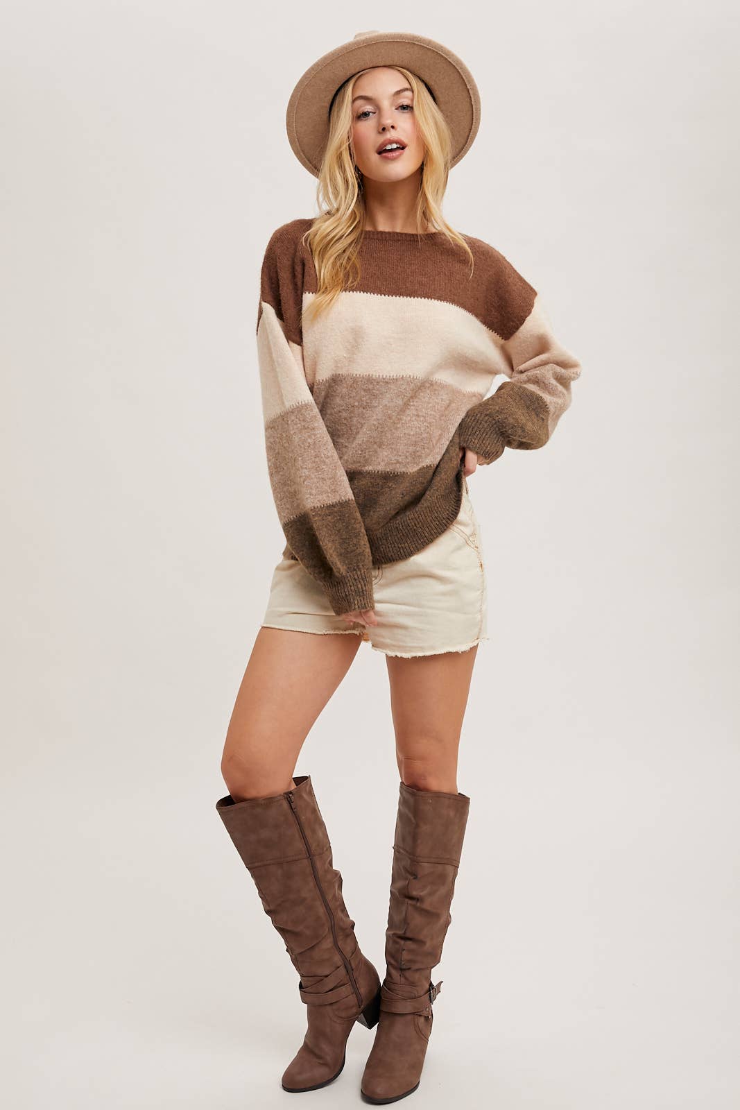 Color Block Sknit Sweater Pullover