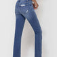 Mid Rise Distressed Ankle Slim Straight Jeans