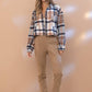 Yarn Dyed Plaid Button Up Crop Shirt Jacket