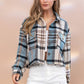 Yarn Dyed Plaid Button Up Crop Shirt Jacket