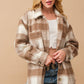 Brushed Yarn Dyed Plaid Loose Button Up Jacket