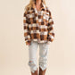 Checkered Teddy Chest Pocket Oversized Jacket