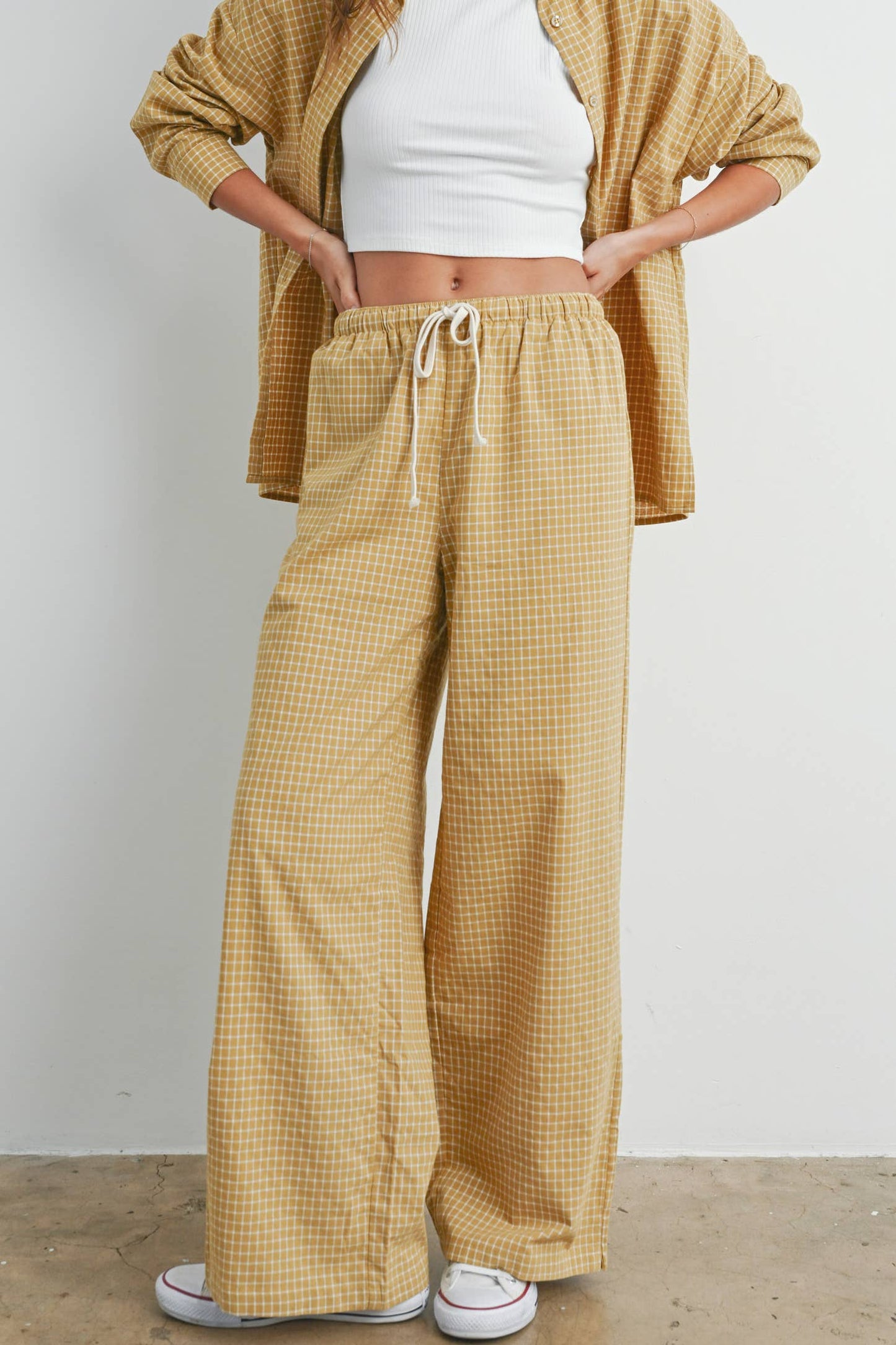 Drawstring Check Pants