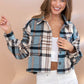 Yarn Dyed Plaid Button Up Crop Shirt Jacket