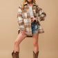 Brushed Yarn Dyed Plaid Loose Button Up Jacket