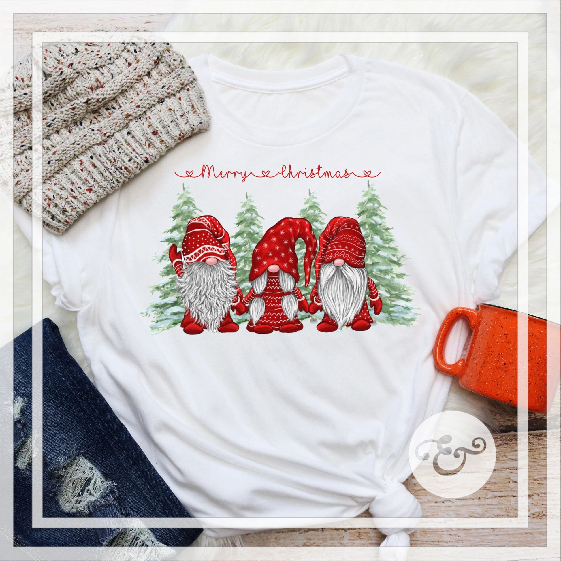 Merry Christmas Gnomes Screen Print Transfer (4864355565646)