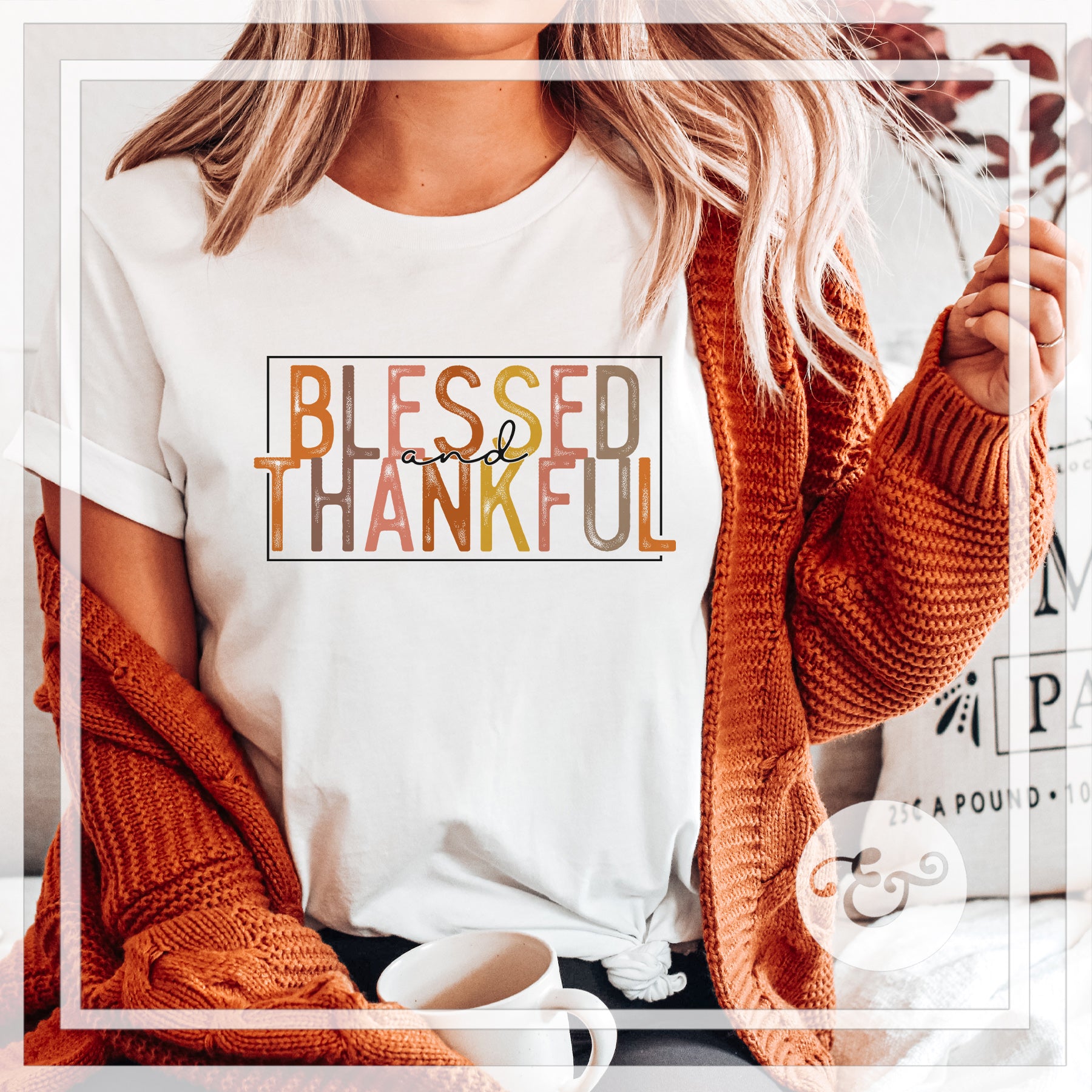 Blessed And Thankful Screen Print Transfer (Low Heat Formula) (6657124106318)