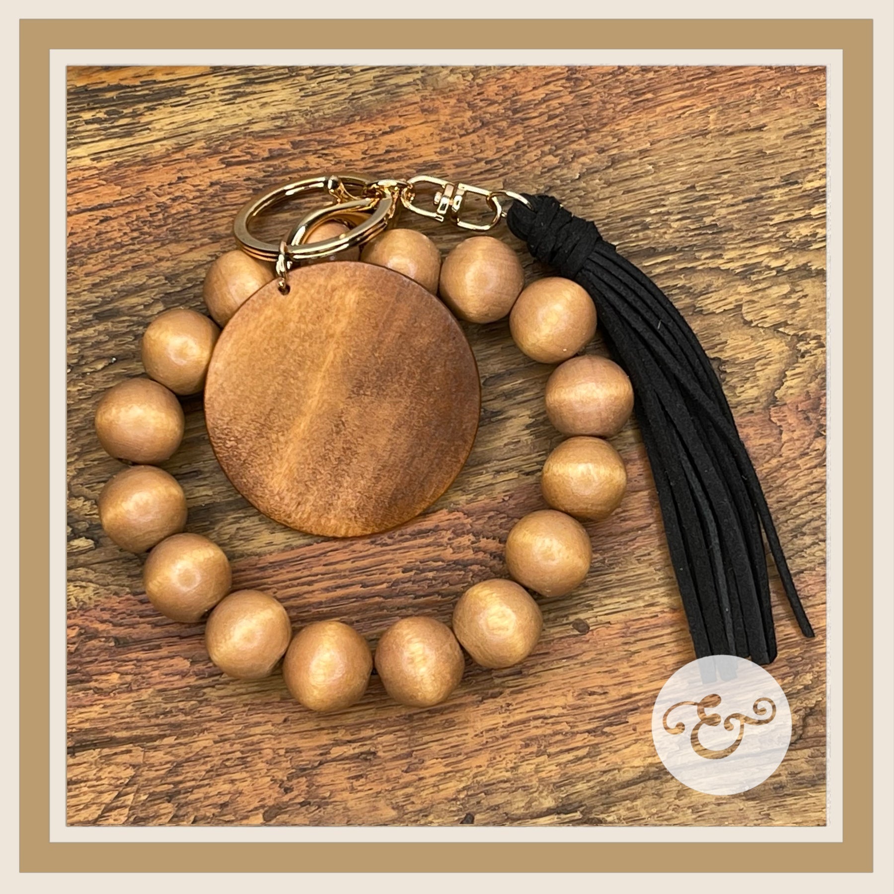 Sunshine Mixed With A Little Hurricane Wooden Bead Wristlet With Suede Tassel (6688719405134) (6688894517326) (6688895270990) (6690203795534)
