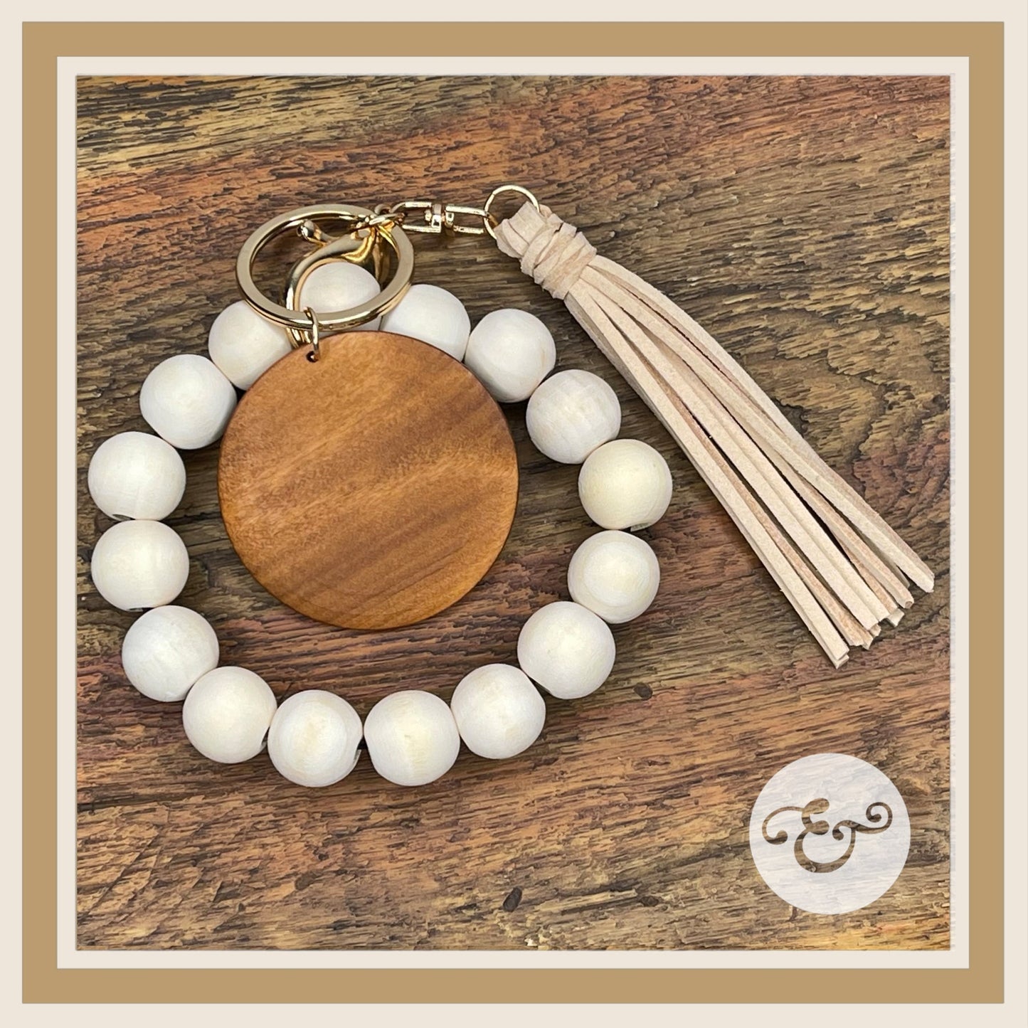 Wooden Bead Wristlets With Suede Tassel (6688691257422) (6688719405134) (6688894517326)