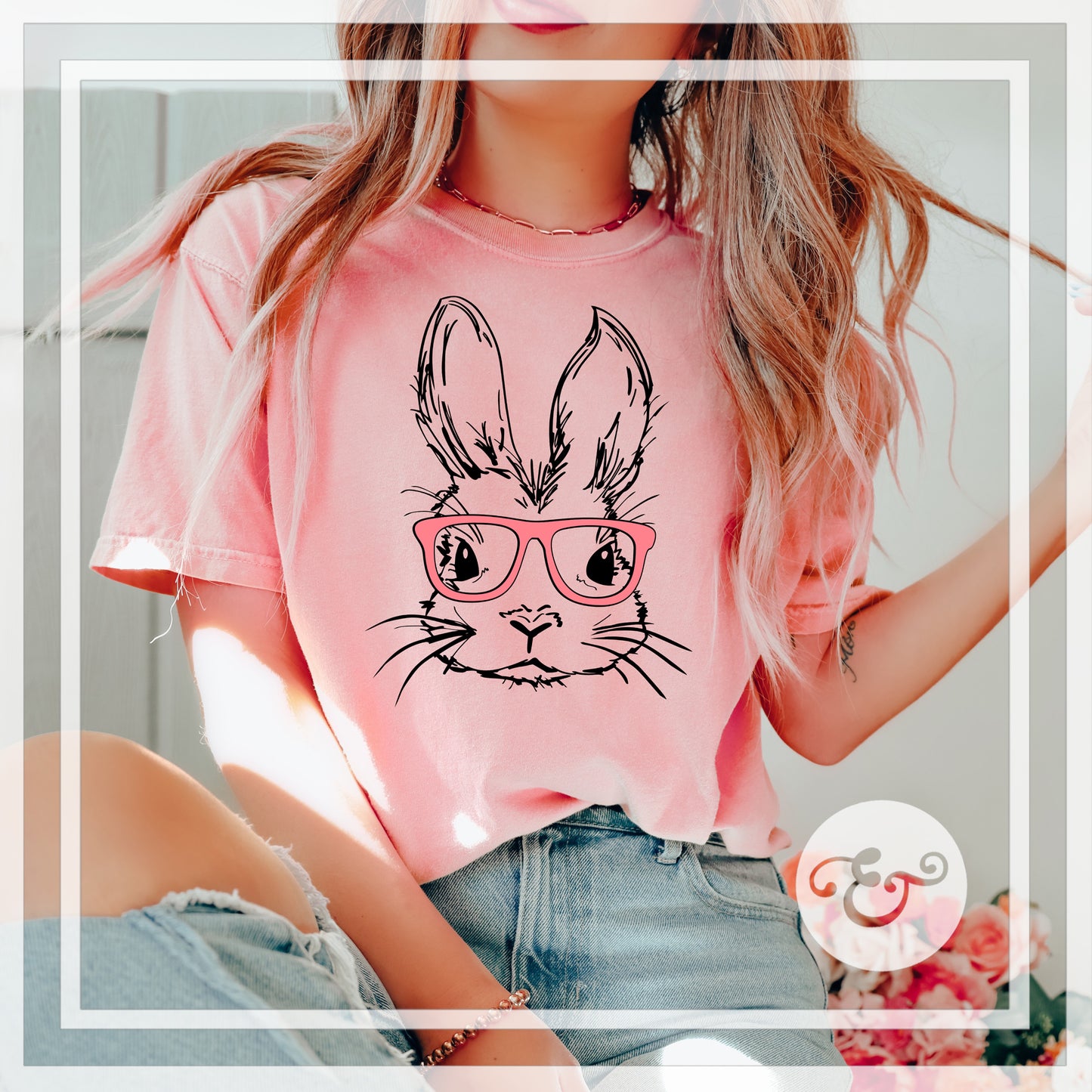 Easter Bunny With Glasses Screen Print Transfer (Low Heat Formula)