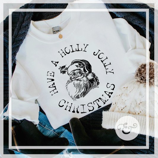 Have a Holly Jolly Christmas-Santa Claus-Screen Print Transfer (Low Heat Formula)