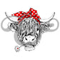 Highland Hairy Cow With Red Bow Sublimation Transfer (6654916624462)