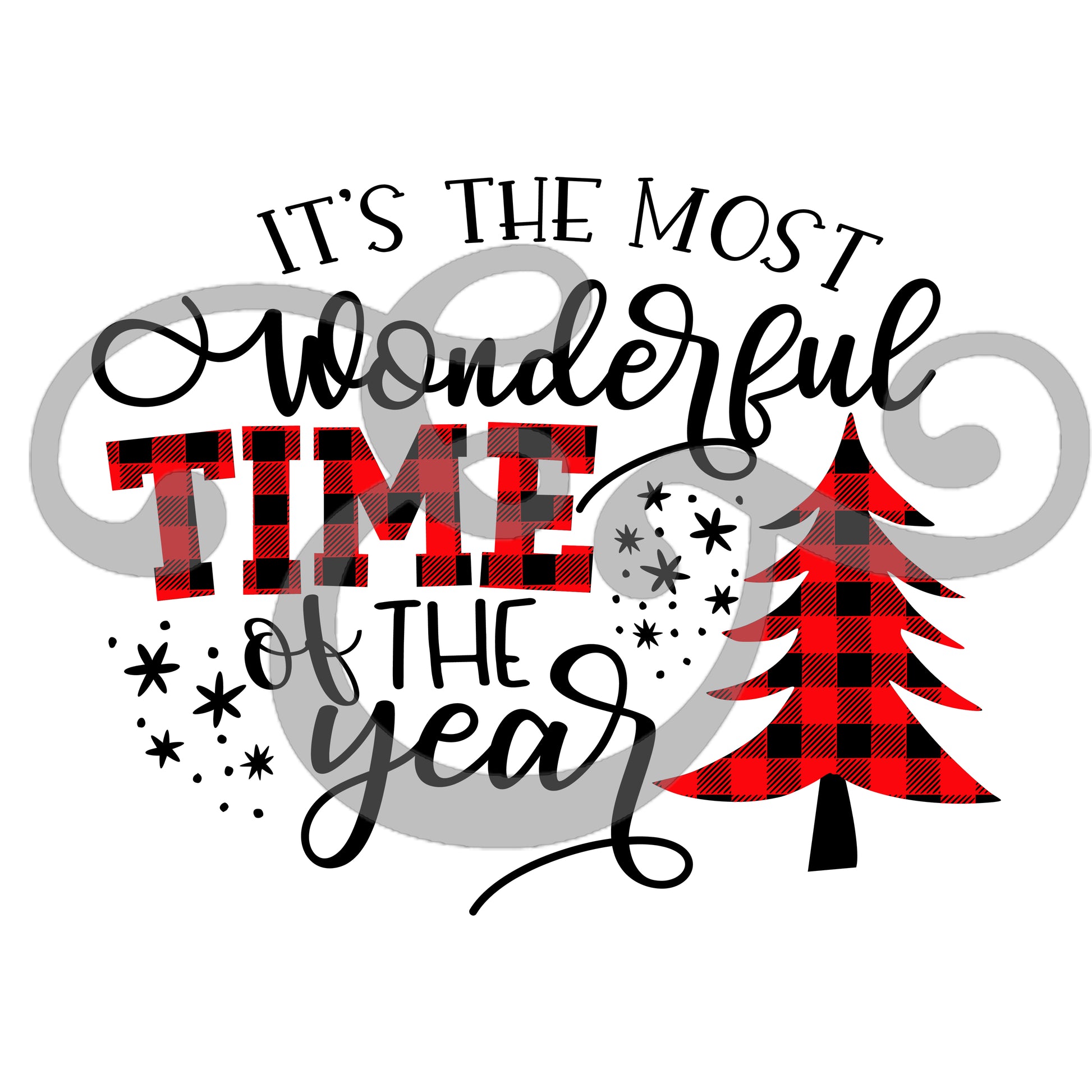 It's The Most Wonderful Time Of The Year Buffalo Plaid Screen Print Transfer (Low Heat Formula) (6648248205390)