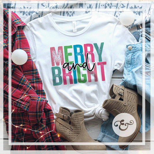 Merry And Bright Screen Print Transfer (Low Heat Formula)