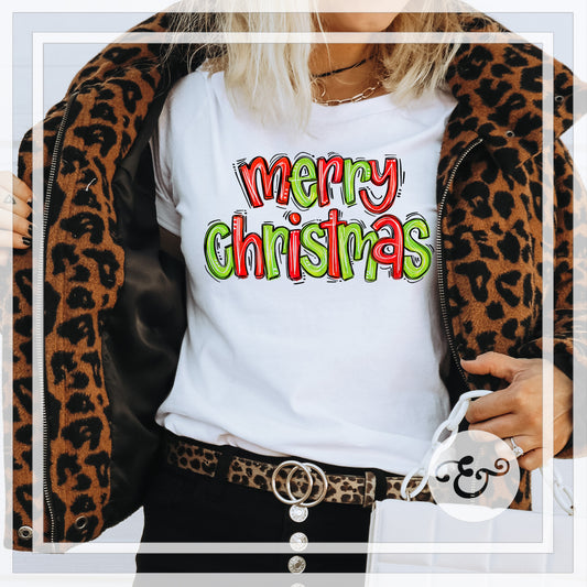 Merry Christmas Screen Print Transfer (Low Heat Formula) (6657126367310)