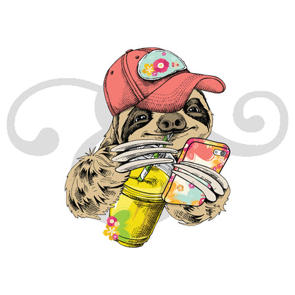 Hipster Summer Sloth-Male-Sublimation Transfer (4935245889614)