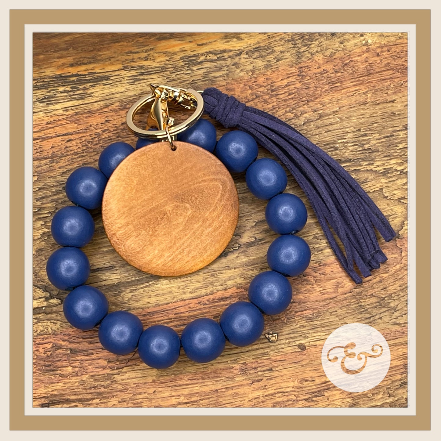 Wooden Bead Wristlets With Suede Tassel (6688691257422)