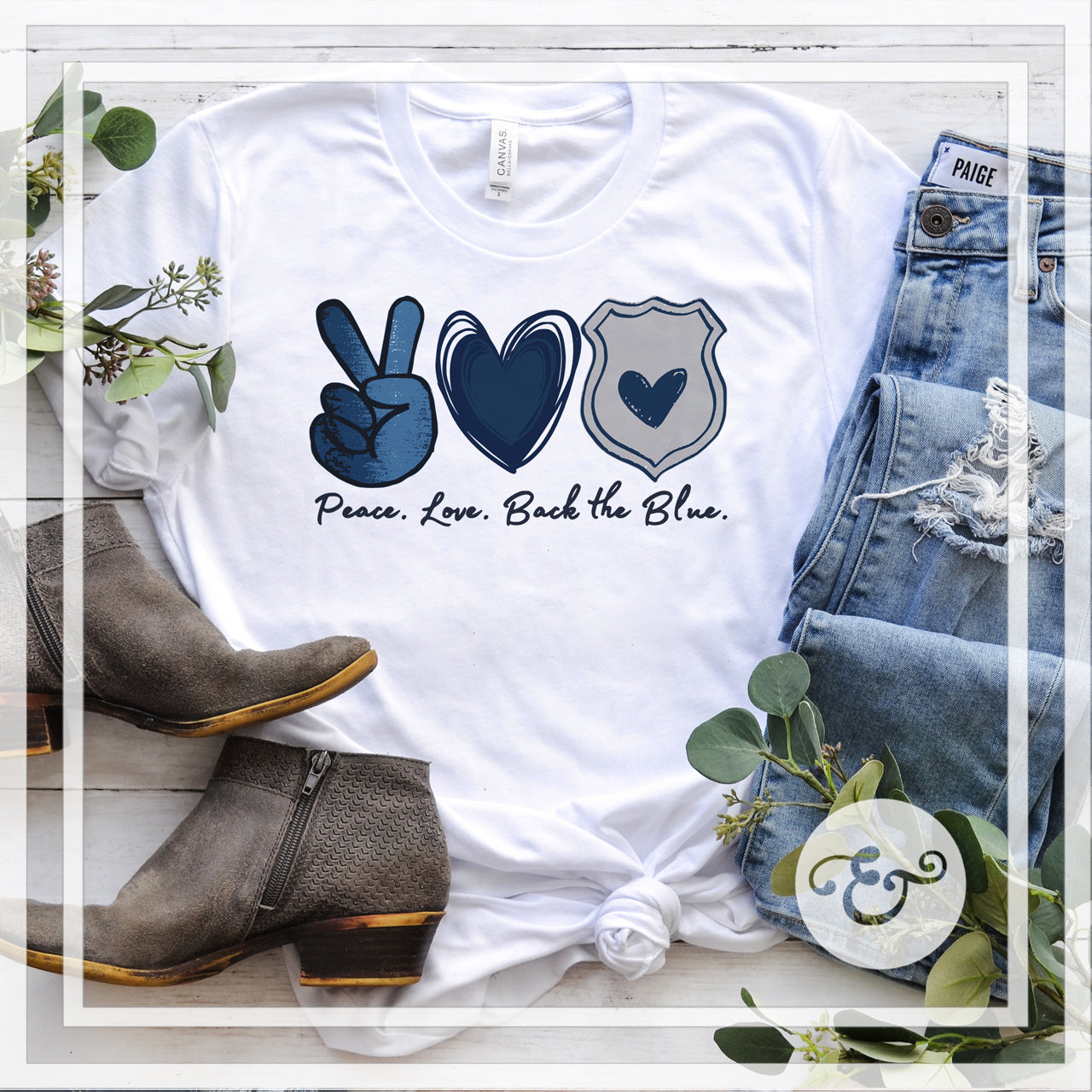 Peace Love Back The Blue Sublimation Transfer (4870715998286)
