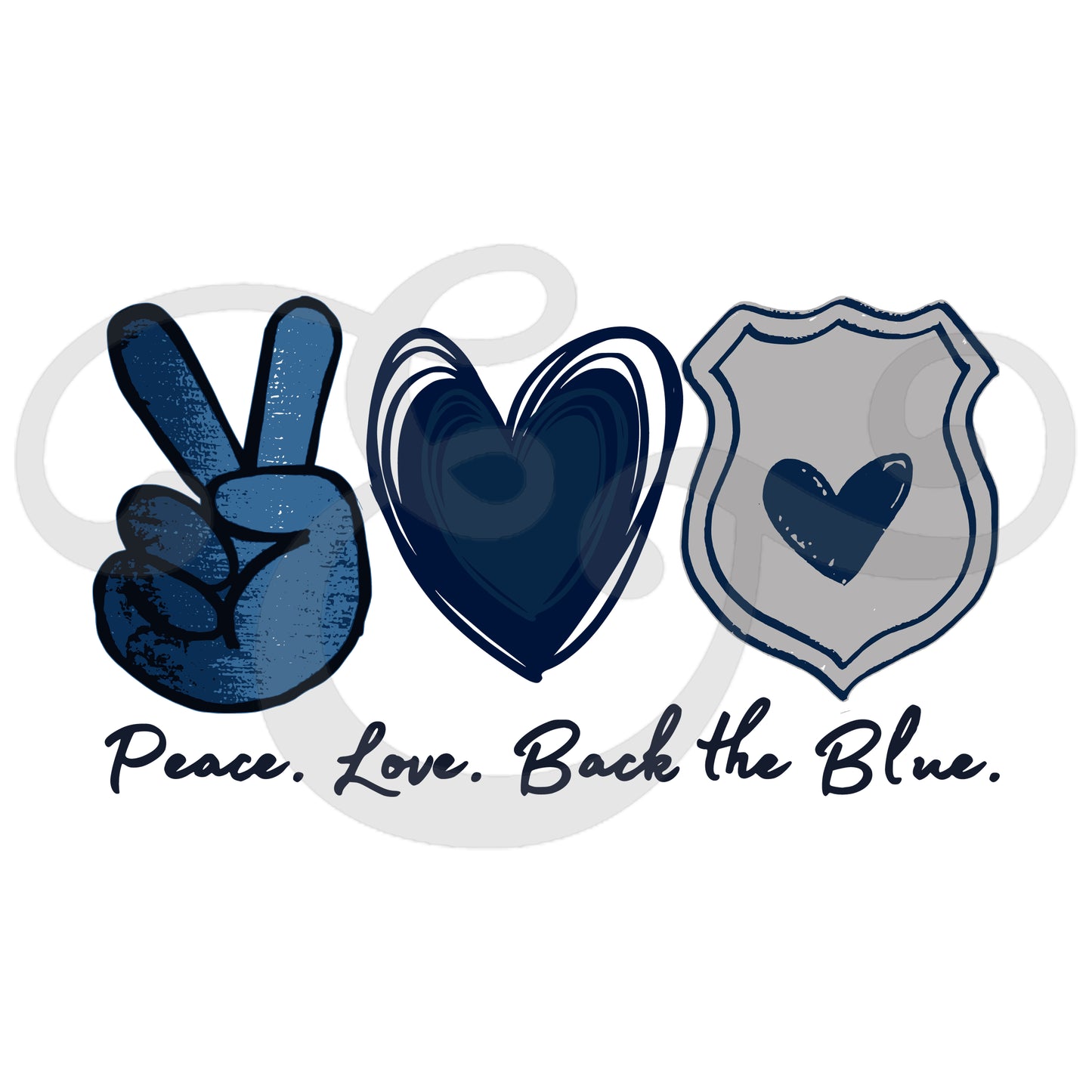 Peace Love Back The Blue Screen Print Transfer (4870713245774)