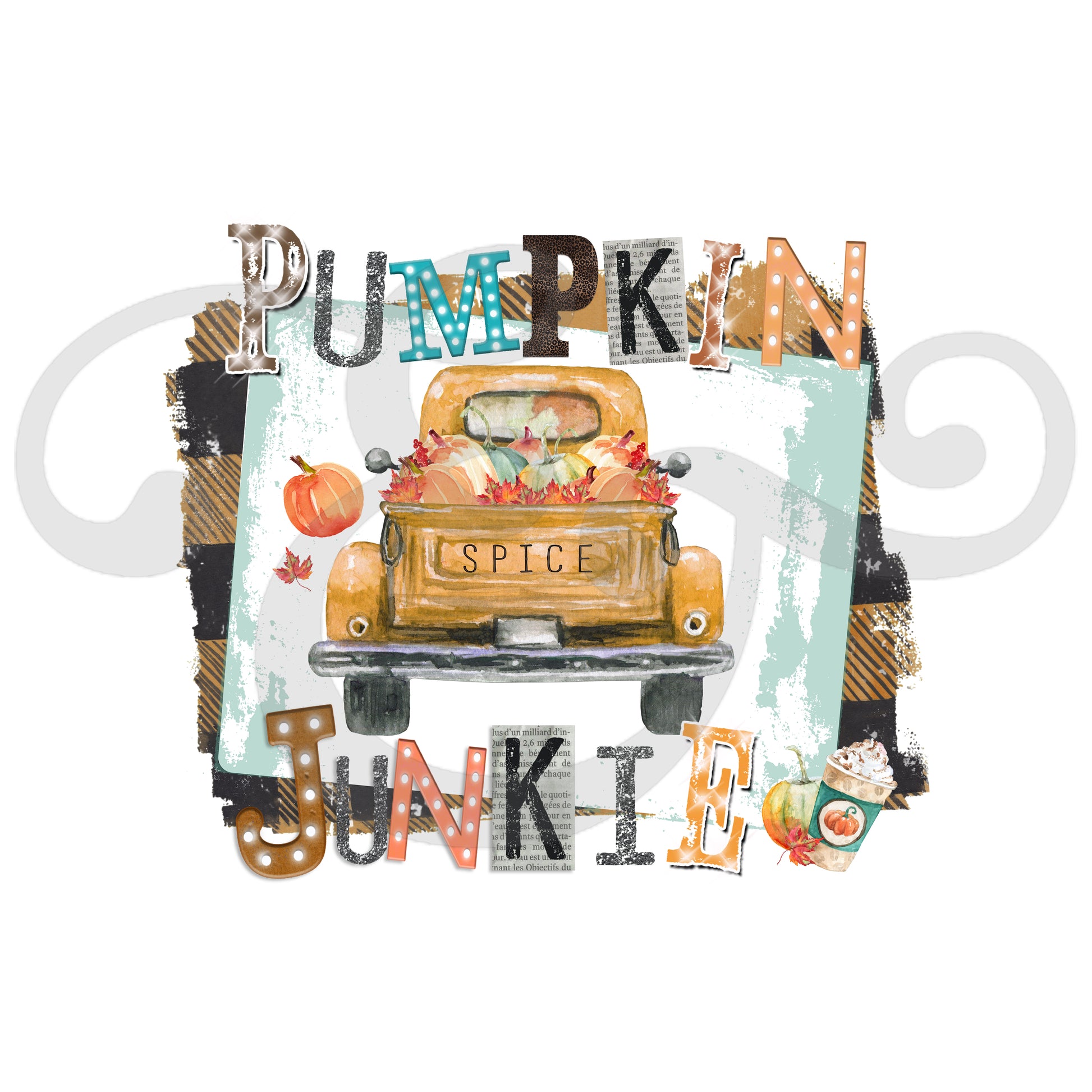 Pumpkin Spice Junkie And Pickup Truck Screen Print Transfer (4866234351694)