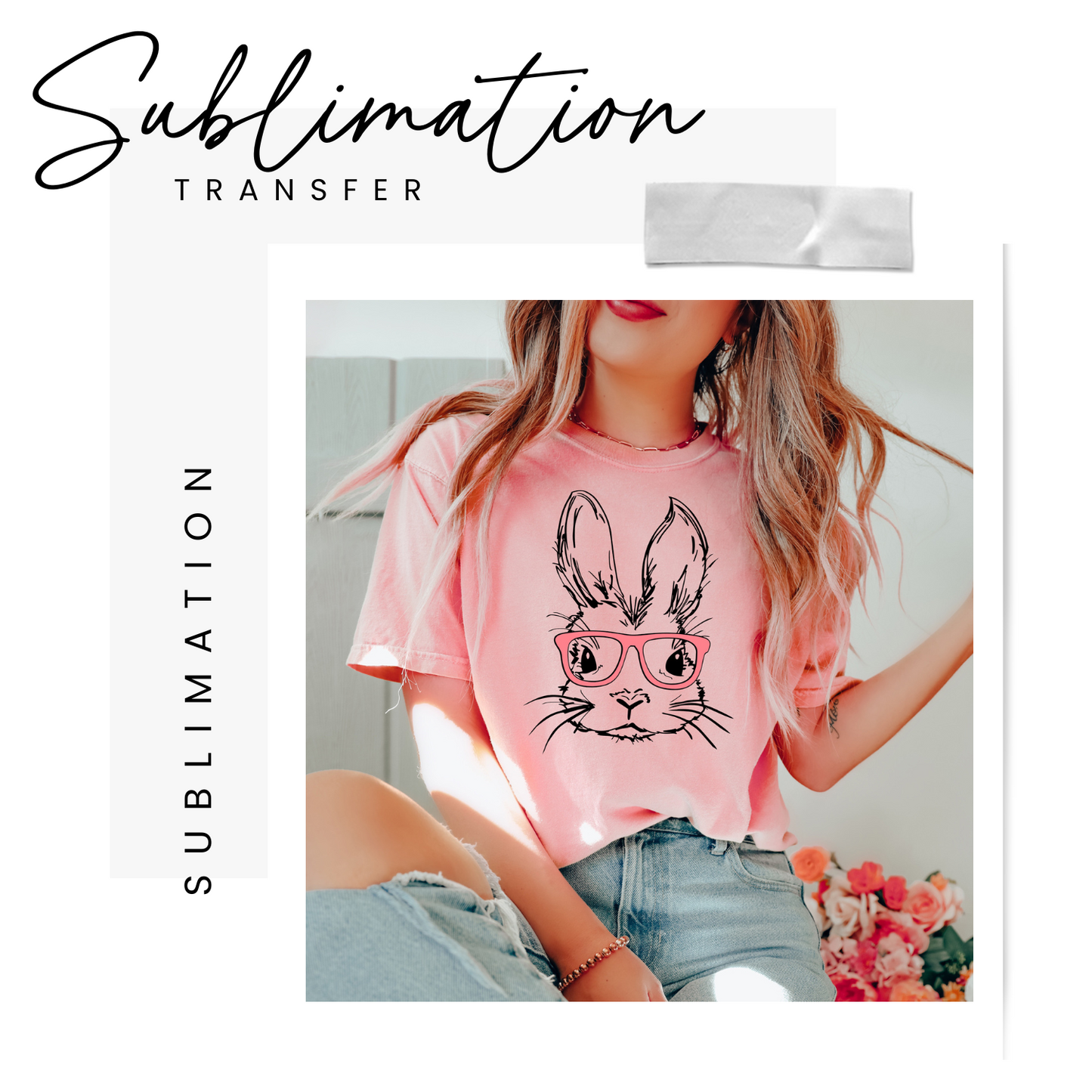 Easter Bunny With Glasses Sublimation Transfer