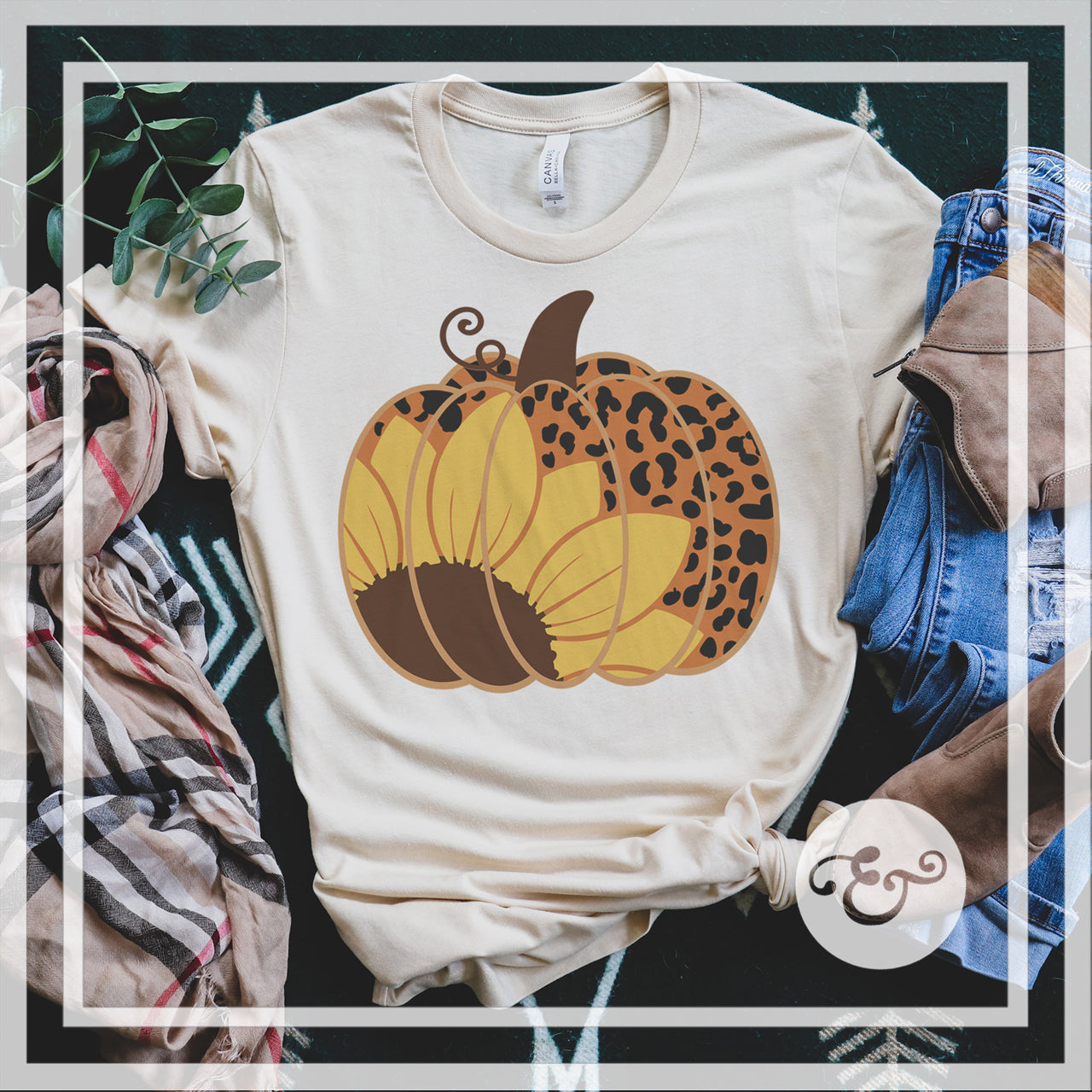 Sunflower and Leopard Pumpkin Screen Print Transfer (4875037704270)