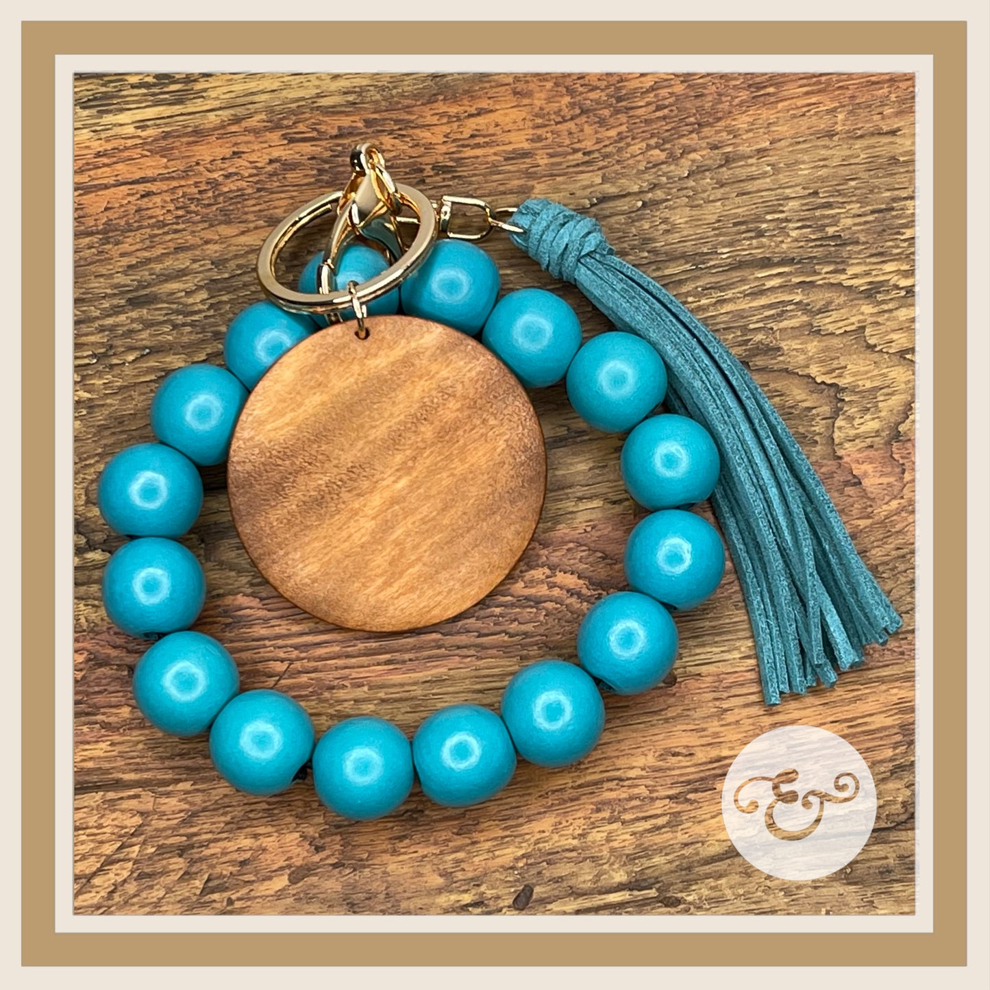 Wooden Bead Wristlets With Suede Tassel (6688691257422)