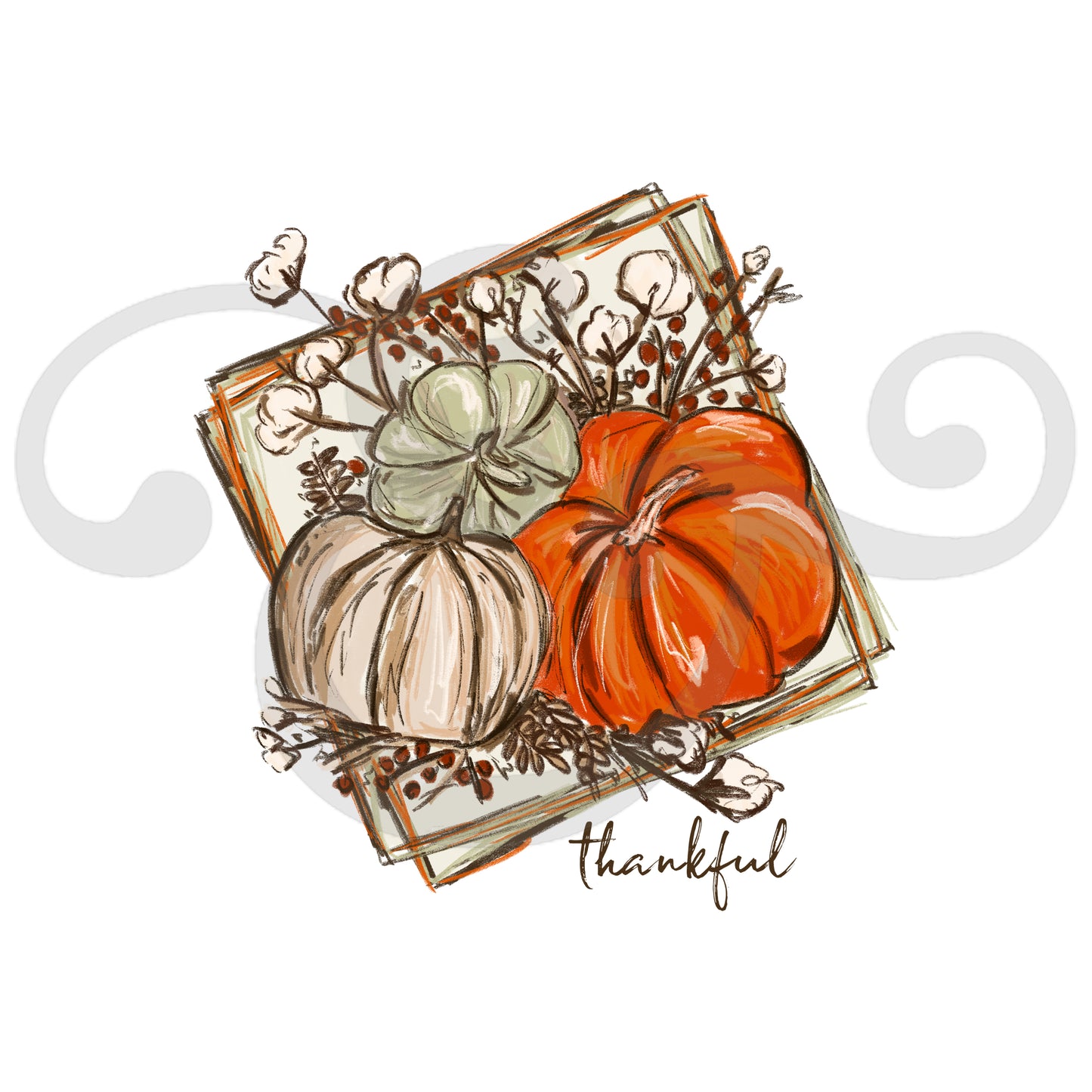 Thankful Pumpkin Gathering Screen Print Transfer (4869101355086)