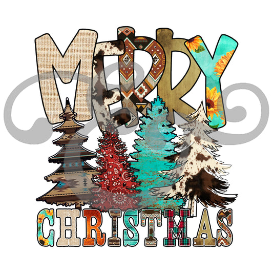 Western Merry Christmas Sublimation Transfer (6618354778190)