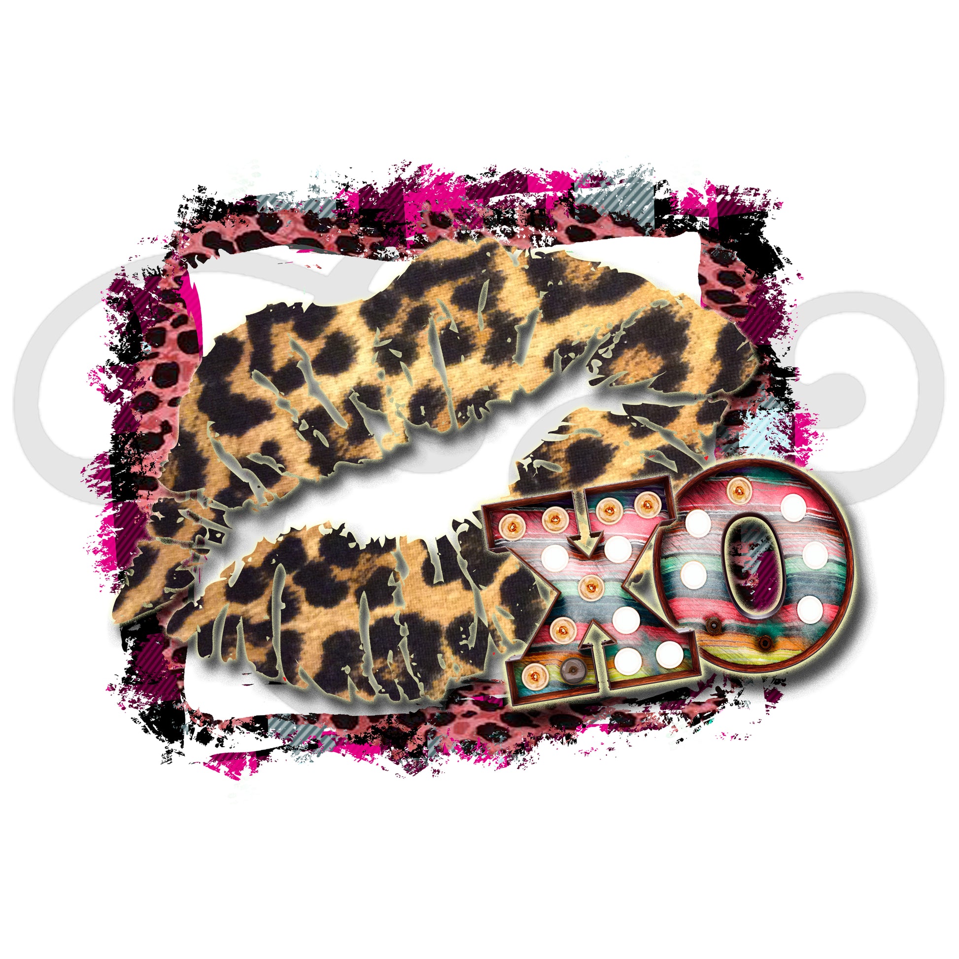 XOXO Valentine Leopard Lips Sublimation Transfer (4885706735694)