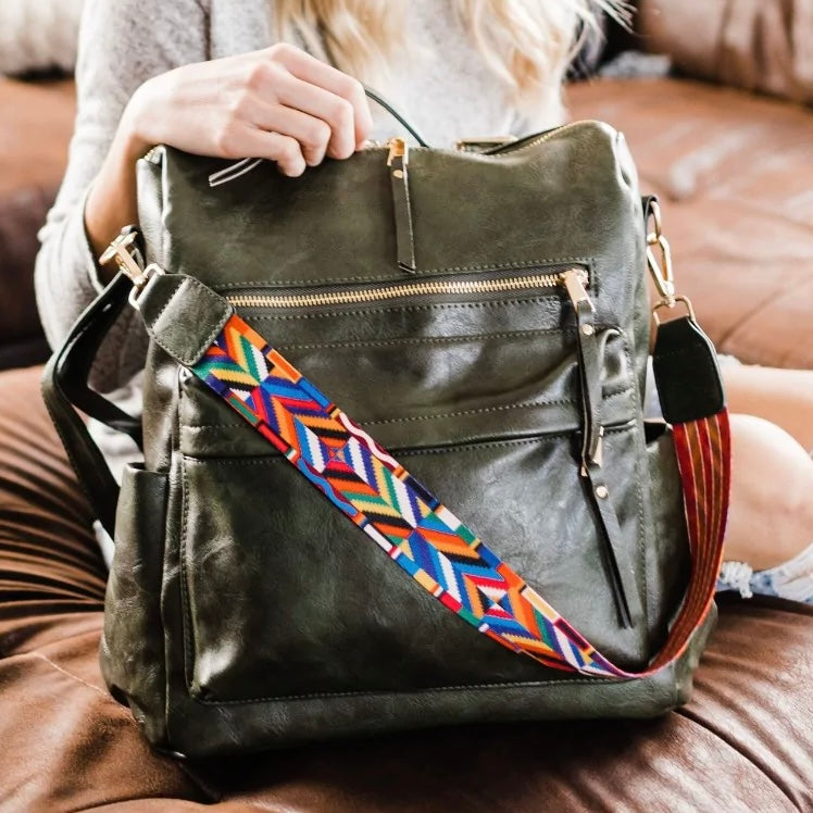 Women Fashion Vegan Leather Shiny Glitter Paillette Convertible Handbag  Backpack Stylish Big Capacity Medium Size Work Bagpack